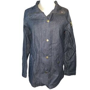 Zaful Forever Young denim jacket button/zip down front long sleeve Sz large NWT